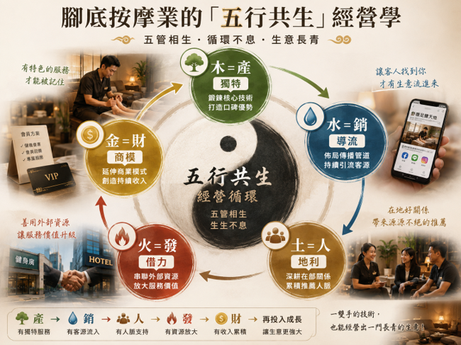 《腳底按摩業的「五行共生」經營學》